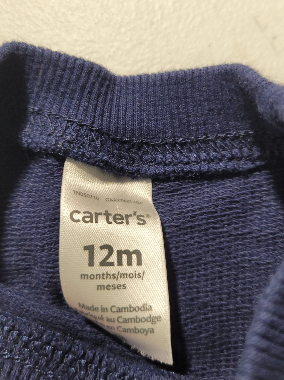 Carter's Navy Crewneck with Green Dinosaur Graphic - Picture 2 of 3